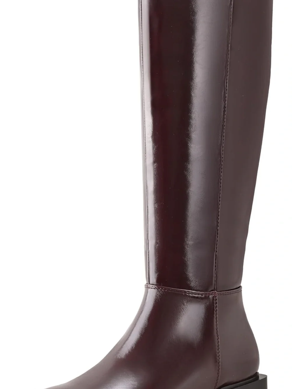 Over-the-Knee Smooth Leather Boots in Burgundy